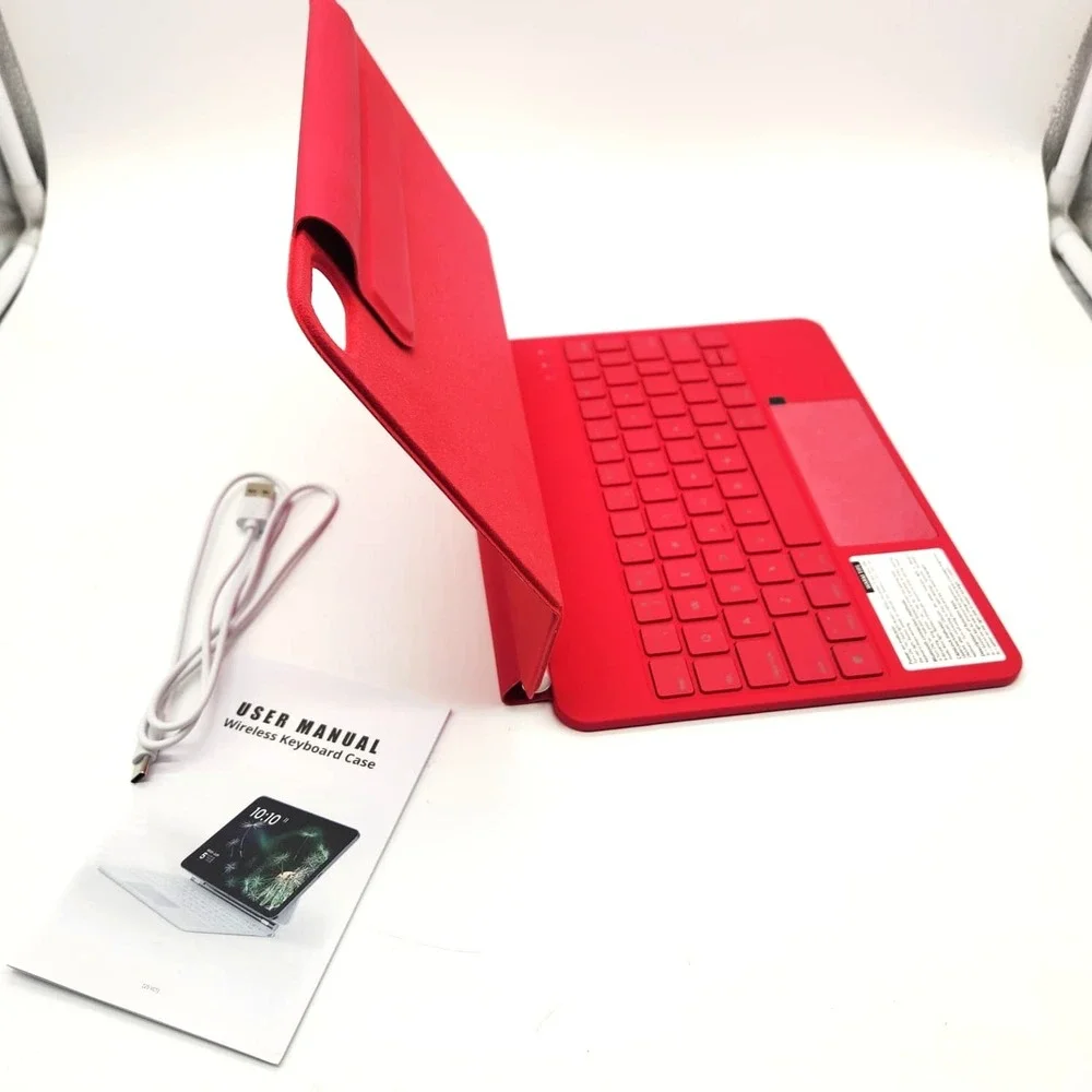 Azalea Red iPad 11th 10th Gen Keyboard Case‎ with Backlit Keys & Touch Trackpad